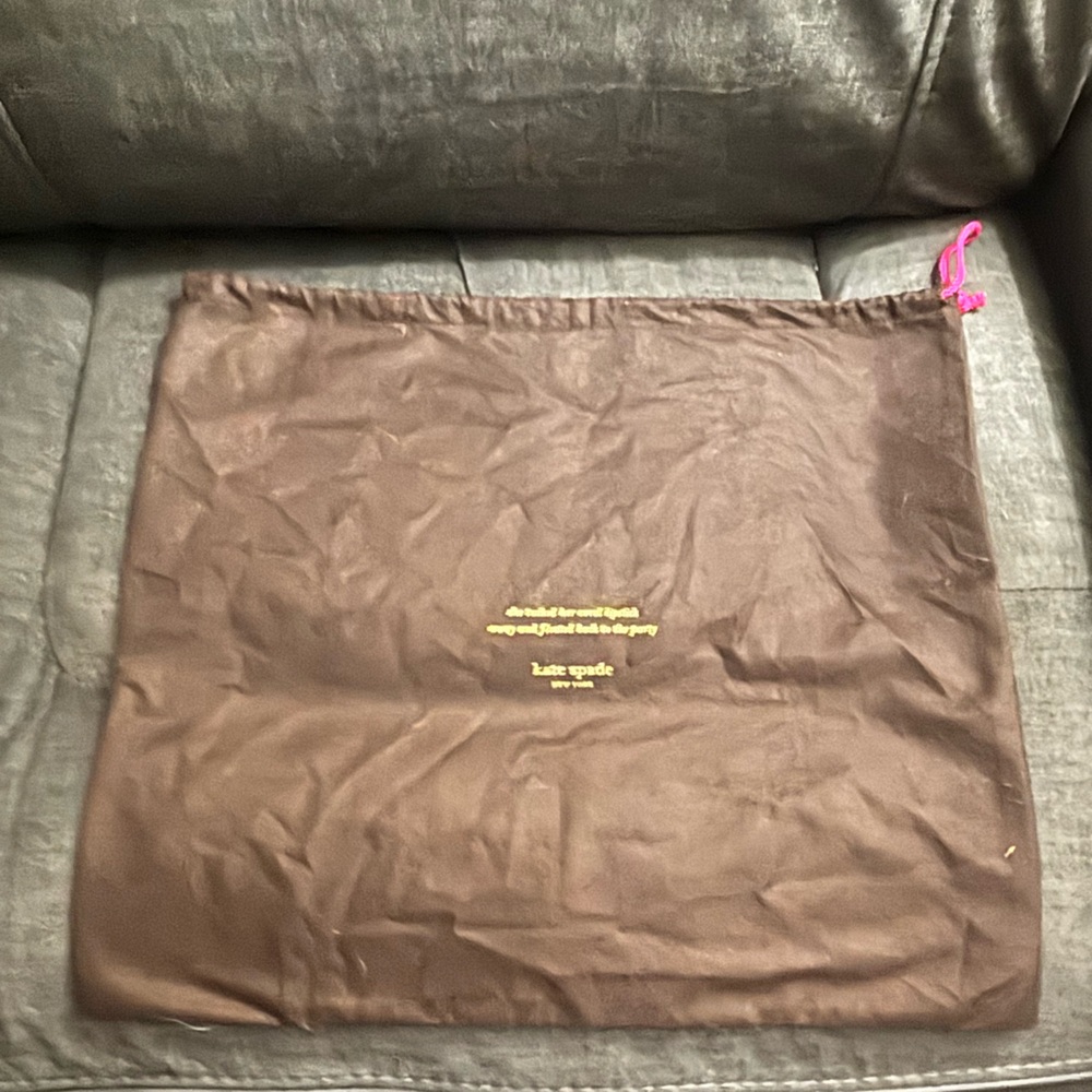kate spade brown storage dust bag with pink drawstring
